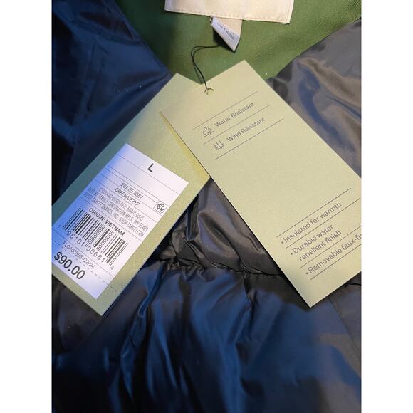 NWT Goodfellow Men’s Green Coat Size Large Water & Wind Resistant Insulated - Picture 15 of 16